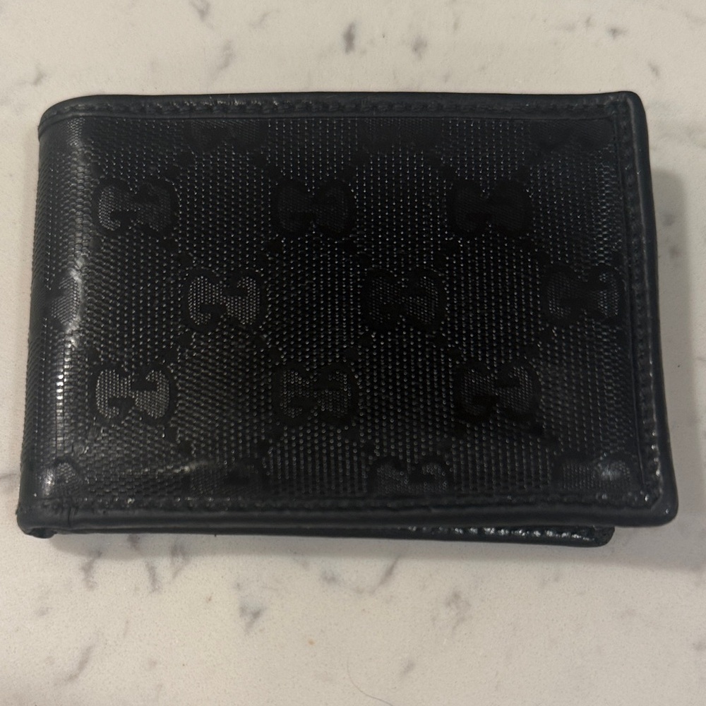 Gucci Black Monogram Leather Bifold Wallet - Designer Style